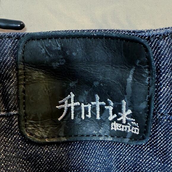 Vintage ANTIK Denim Mens Jeans Dark Was Embroidered Baggy Sz 40 Y2K Wide Leg - Picture 5 of 8